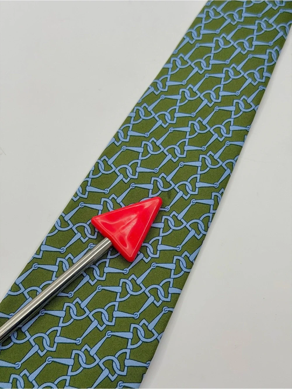 Gucci Men’s Silk Tie Green Blue Horsebit Equestrian Print Made in Italy Luxury